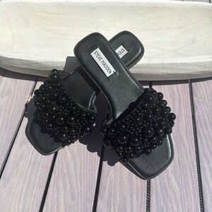 Steve Madden Women's Black Beaded Slide Sandals
